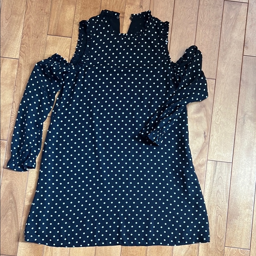 Zara Black Polka Dot Midi Dress